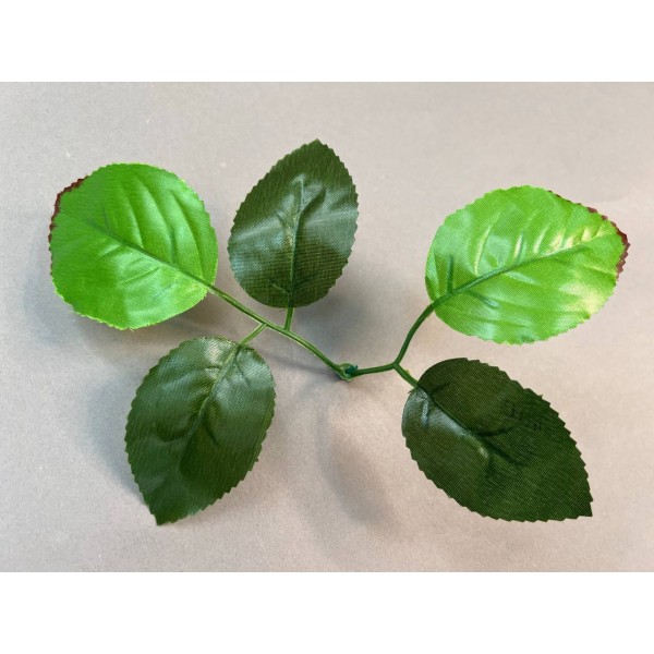 64.113 Лист розы 5-ка двухцветный  большой на толстый стебель