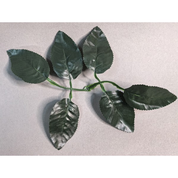 64.131 Лист розы ритуальный 6-ка темный большой на толстый стебель