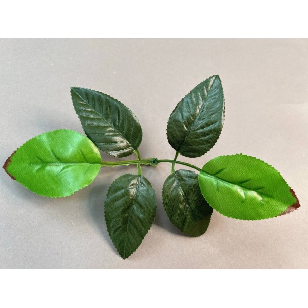 64.132 Лист розы ритуальный 6-ка двухцветный большой на толстый стебель